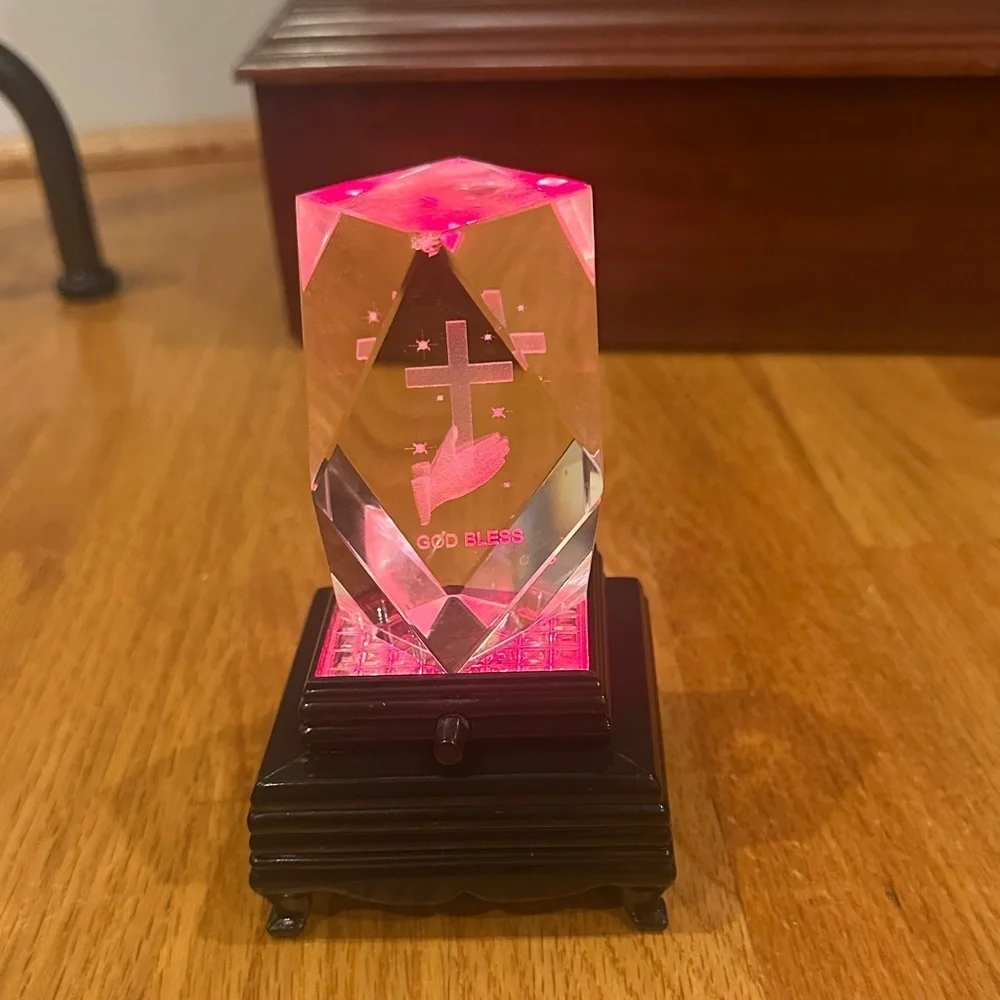 Crystal Prayer Plaque with Black Base